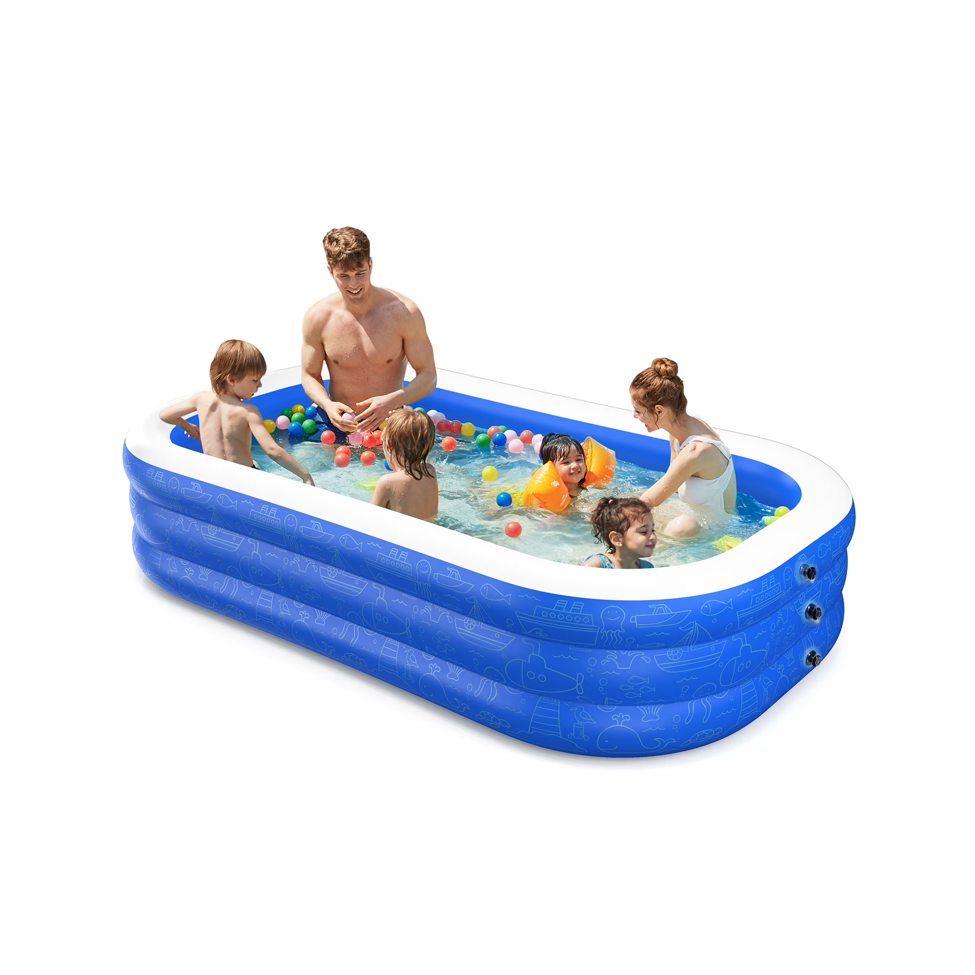 TaoTronics Inflatable Swimming Pools, 120'' x 72'' x 20'' Blow up Swimming Pools, Kiddie Pool Large Size Thickened Blow up Swimming Pools Play Center for Kids Children Family Outdoor Garden Backyard