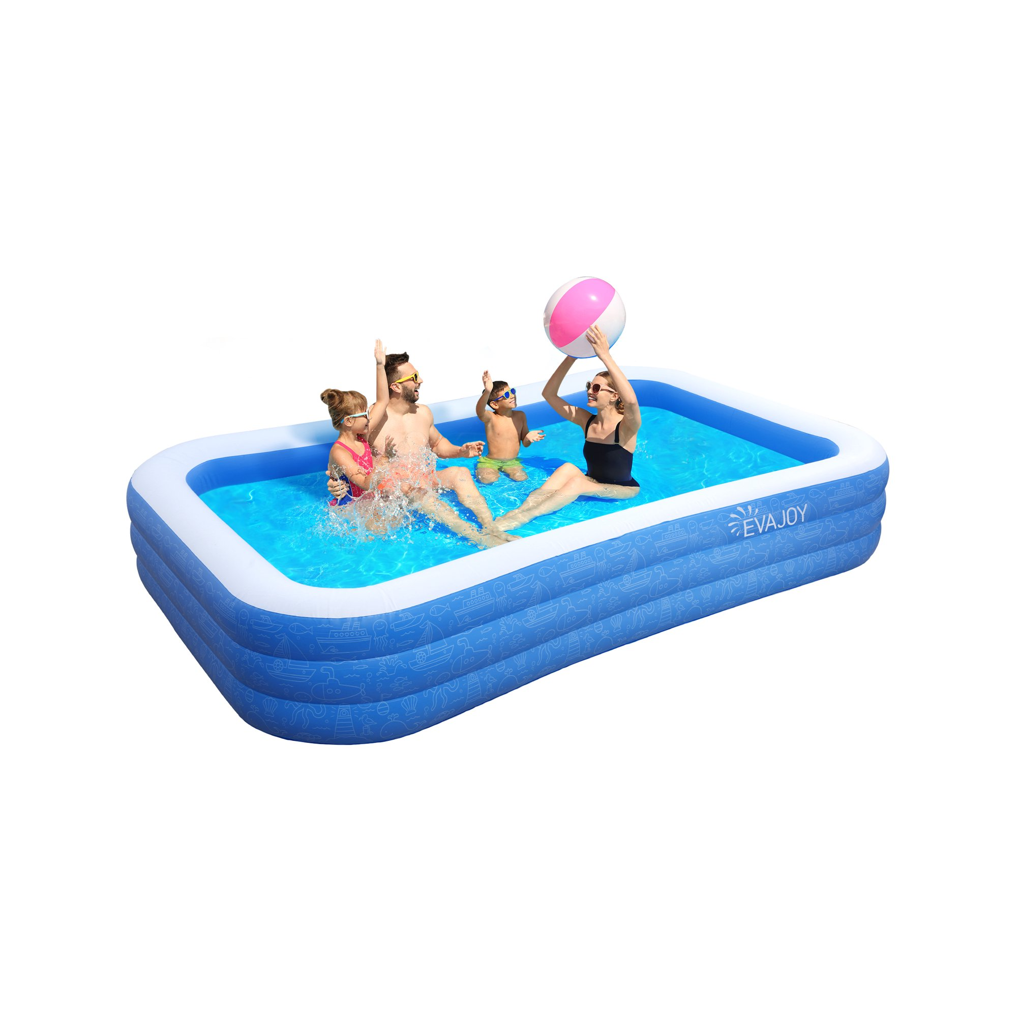 TaoTronics Inflatable Pool for Kids and Adults, 120" X 72" X 22" Oversized Thickened Family Swimming Pool for Toddlers, Outdoor, Garden, Backyard, Summer Water Party