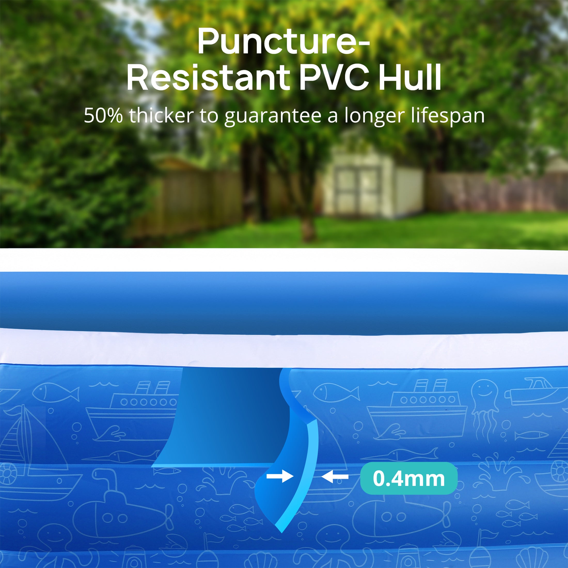 Inflatable Pool for Kids and Adults, 120" X 72" X 22" Oversized Thickened Family Swimming Pool for Toddlers, Outdoor, Garden, Backyard, Summer Water Party