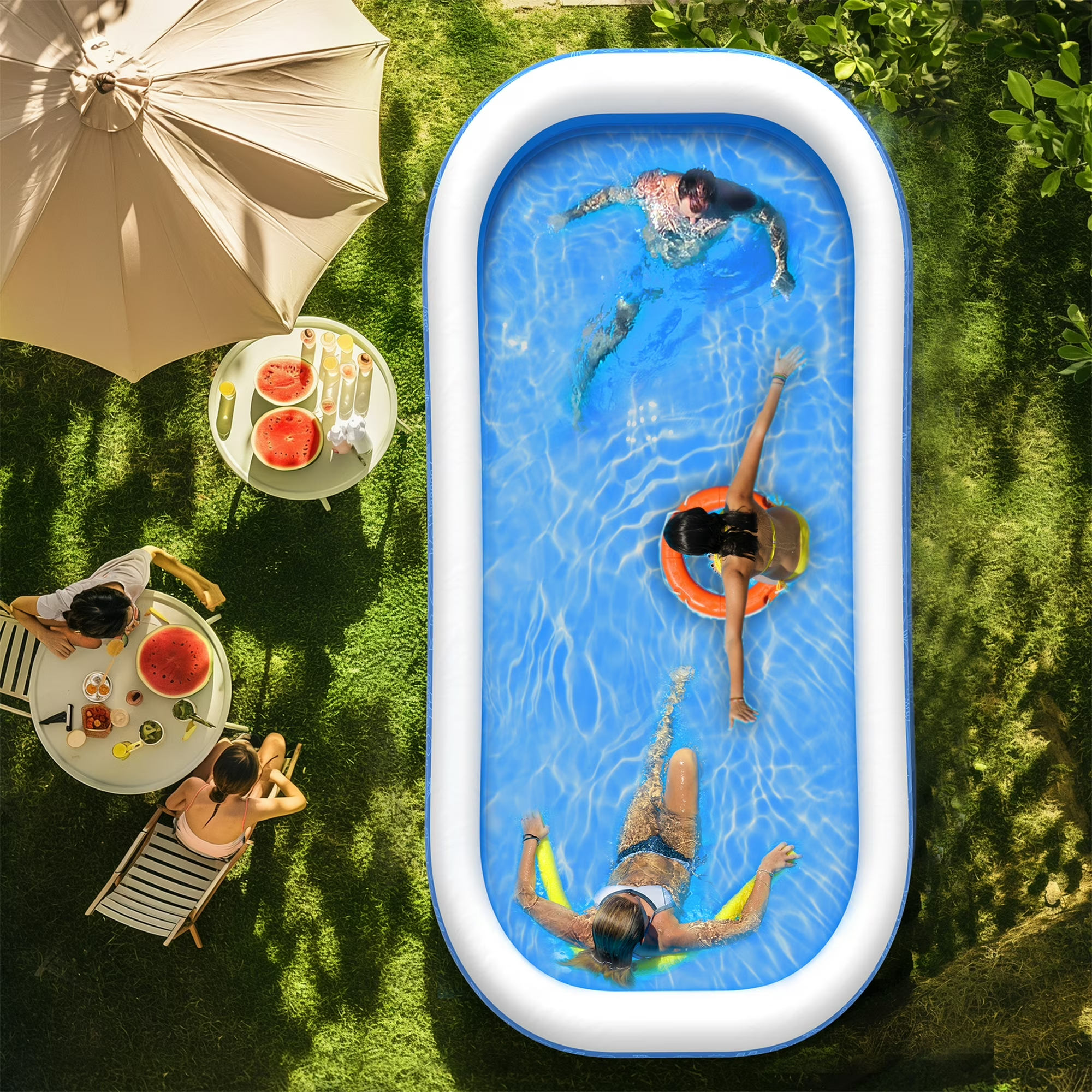 TaoTronics Inflatable Swimming Pools, 120'' x 72'' x 20'' Blow up Swimming Pools, Kiddie Pool Large Size Thickened Blow up Swimming Pools Play Center for Kids Children Family Outdoor Garden Backyard