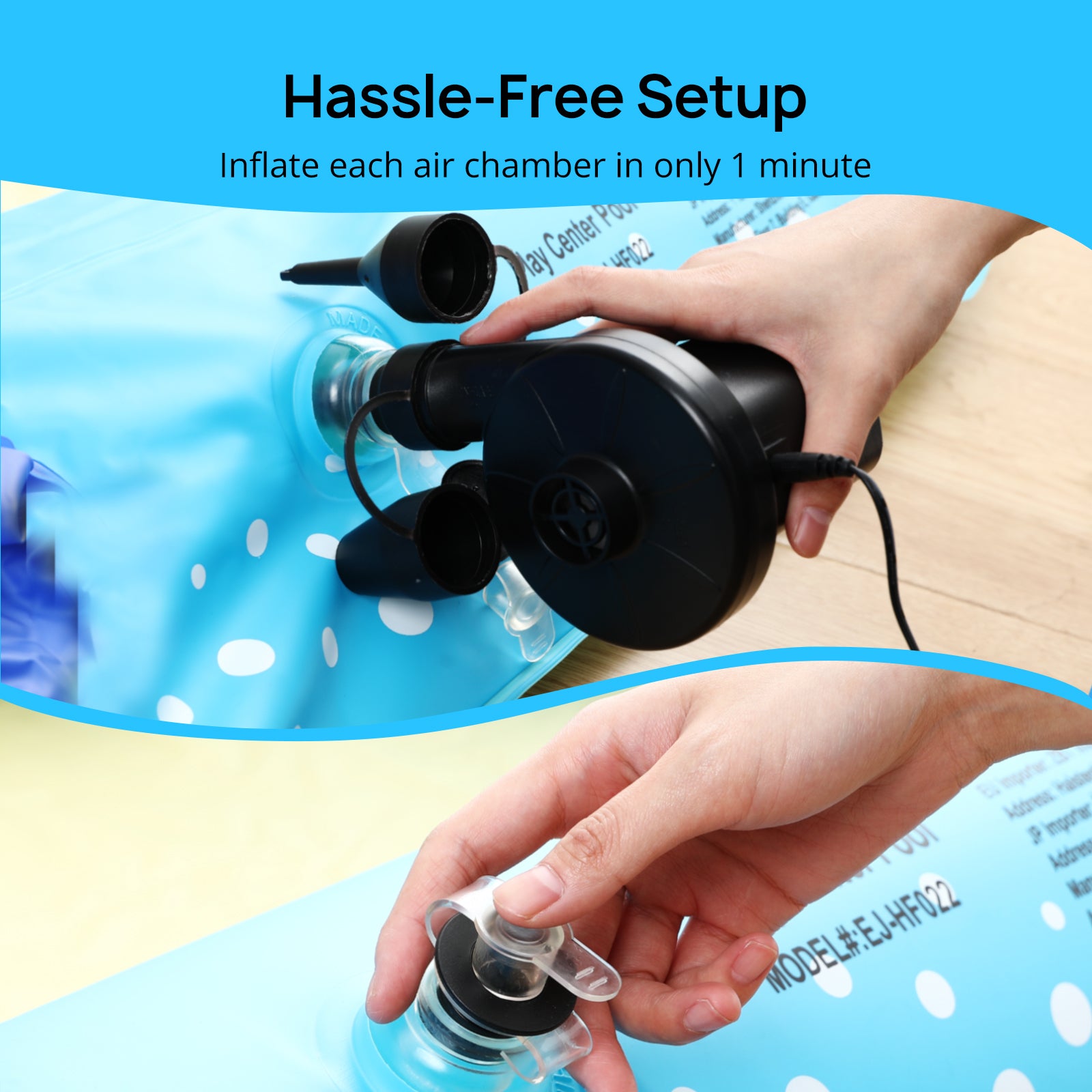 Sable Inflatable Pool, 95 x 75 x 40in Rectangular Swimming Pool for Toddlers, Kids, Family, Above Ground, Backyard, Outdoor