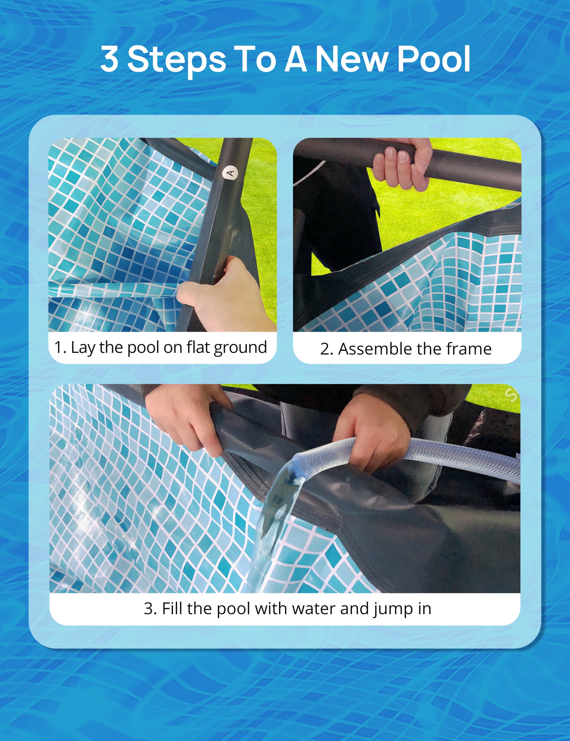 EVAJOY 18ft x 52in Metal Frame Swimming Pool Set, Round Above Ground Set with Cartridge Filter Pump, Filter Cartridge, Pool Ladder, Ground Cloth, Pool Cover for Backyard, Garden