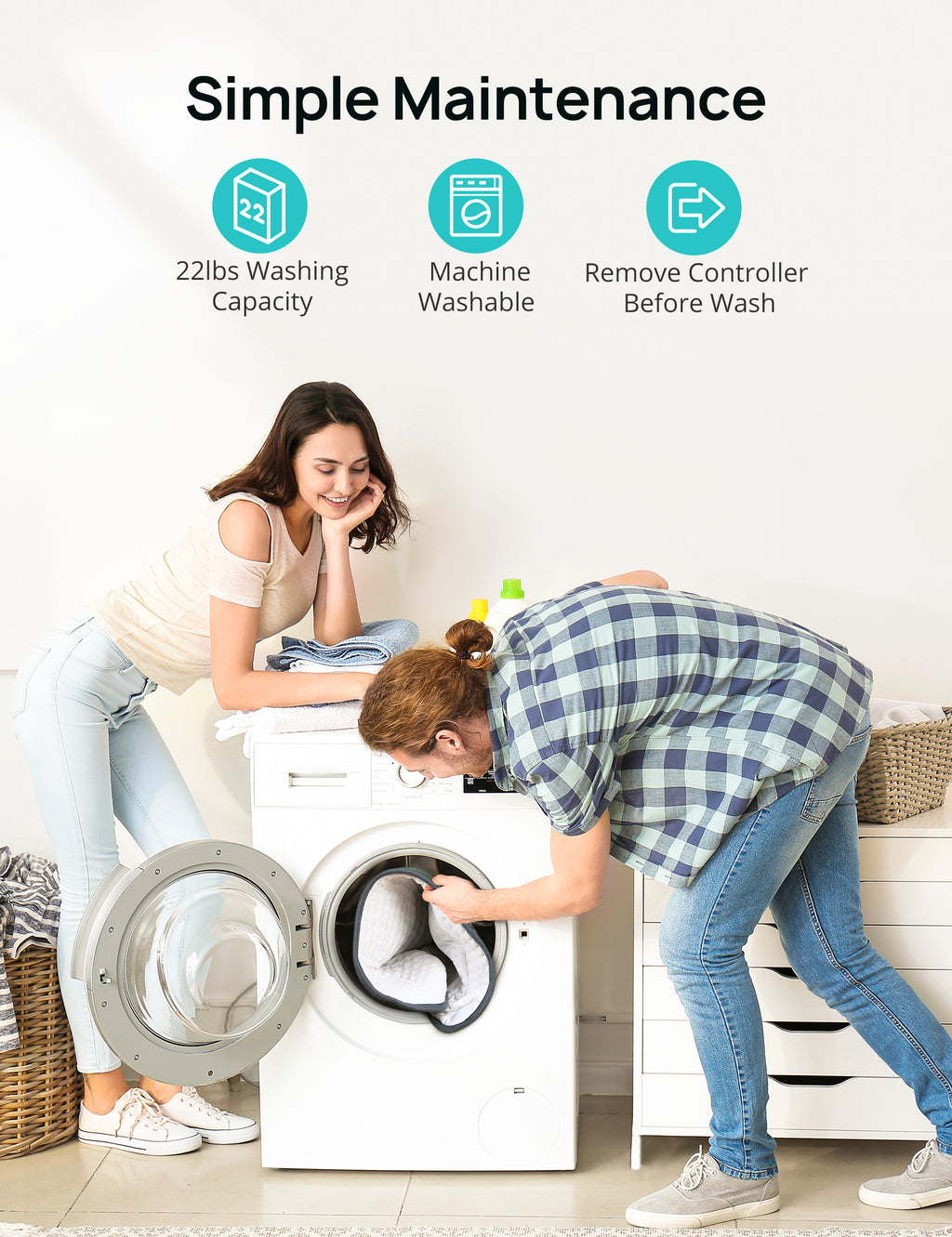 Weighted Heating Pad 17''x 33" XXXL Electric Heating Pad for Back Pain Relief, 5LBS with 6 Heat Settings 2H Auto-Off Heat Pad for Shoulder Arms Legs Cramps Washable EJ-BD013