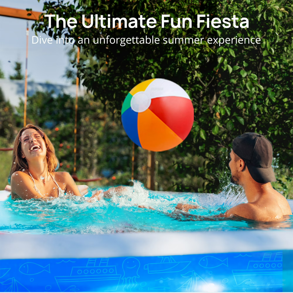 TaoTronics Inflatable Pool for Kids and Adults, 120" X 72" X 22" Oversized Thickened Family Swimming Pool for Toddlers, Outdoor, Garden, Backyard, Summer Water Party