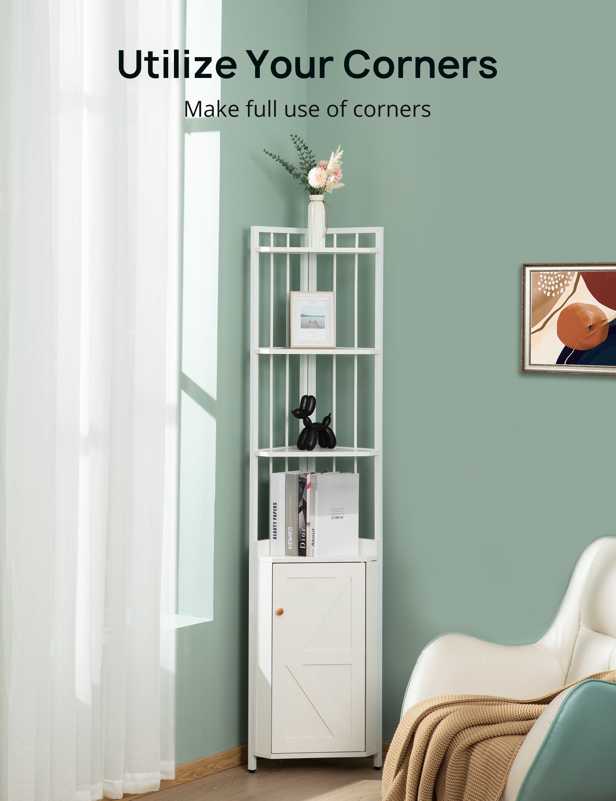 Teal on sale corner bookshelf