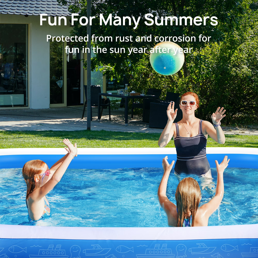 TaoTronics Inflatable Pool for Kids and Adults, 120" X 72" X 22" Oversized Thickened Family Swimming Pool for Toddlers, Outdoor, Garden, Backyard, Summer Water Party