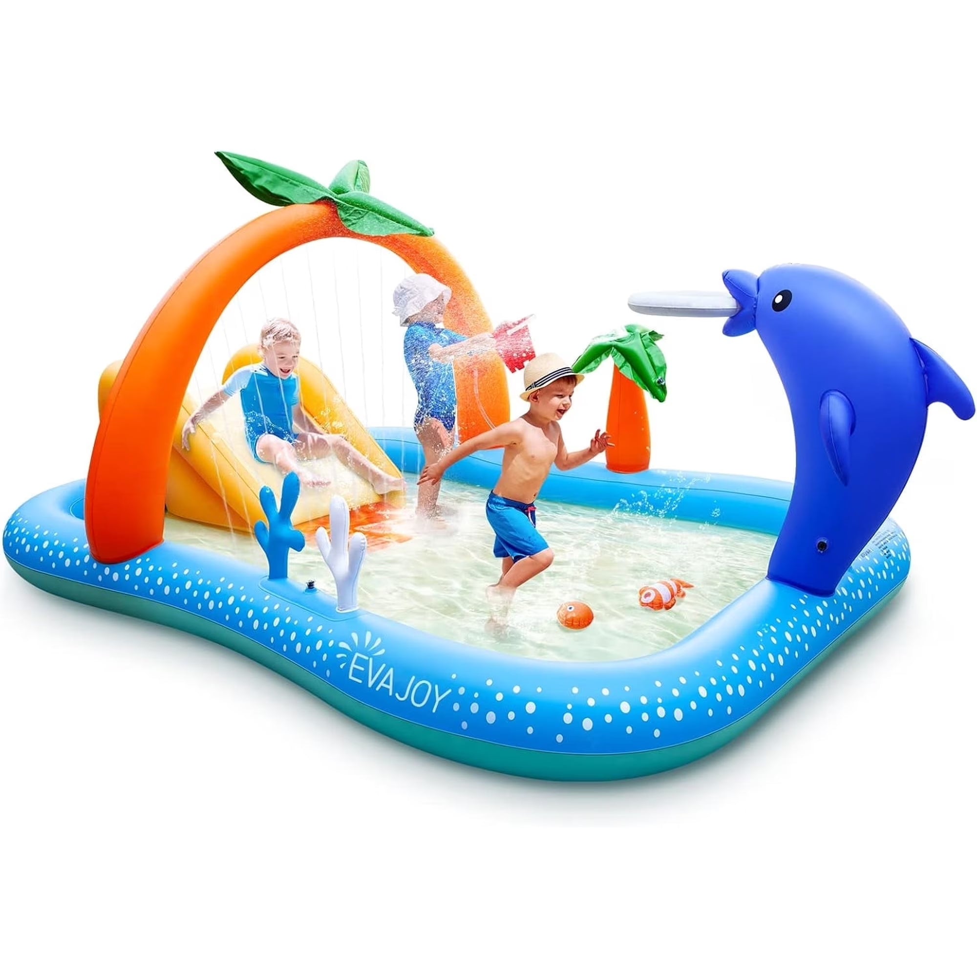 Sable Inflatable Pool, 95 x 75 x 40in Rectangular Swimming Pool for Toddlers, Kids, Family, Above Ground, Backyard, Outdoor